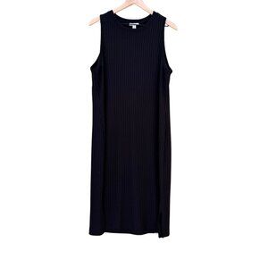 Nine West Black Ribbed Sleeveless Midi Dress – XXL